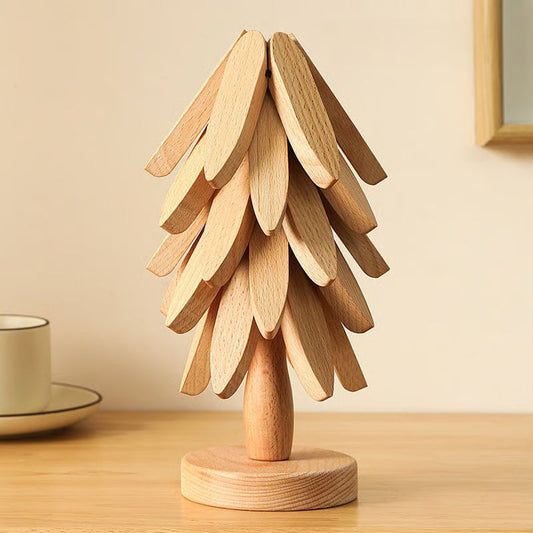 🌲 Houten kerstboom – hittebestendige onderzetters