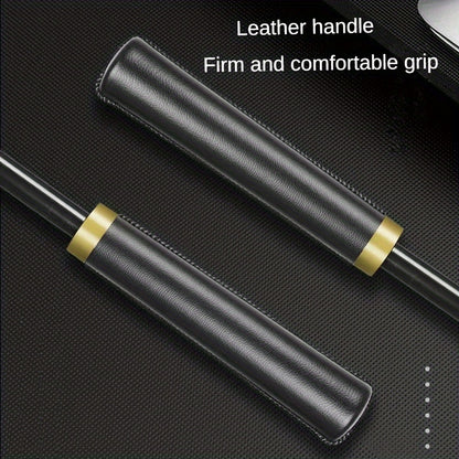 Ombrello a vento a 24 rib con manico lungo - Ombrello da golf e viaggio automatico, design nero resistente per uomini e donne, ideale per escursioni, golf e avventure all'aperto, attrezzatura da escursionismo, elegante close-up, apertura semiautomatica