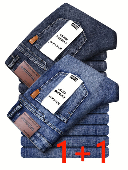 Pantaloni Denim Uomo Autunno/Inverno 2025, Gamba Dritta e Larga in Tessuto Elasticizzato - Set Due Pezzi Casual Business Leggero di Maggior Successo