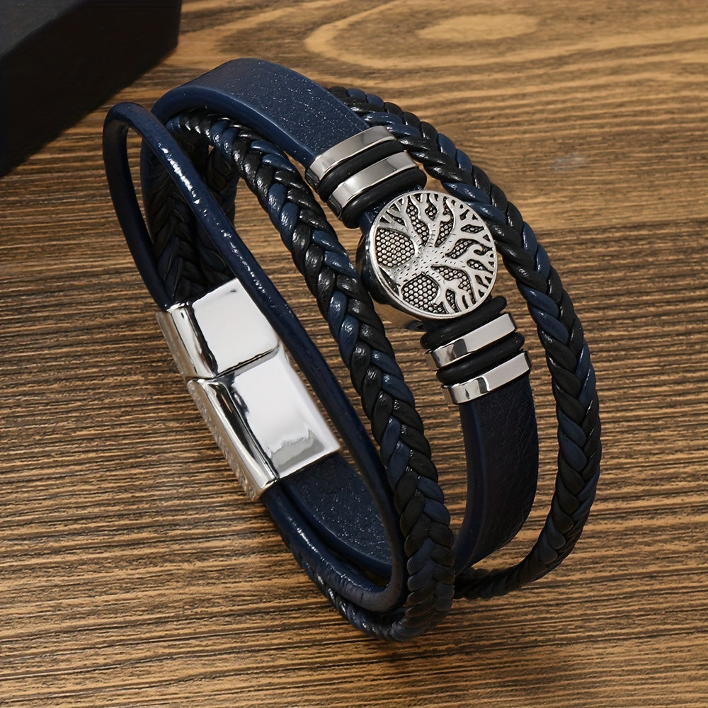 Lorian - Bracciale in Pelle PU Trendy e Minimalista, con Chiusura Magnetica per Uomo