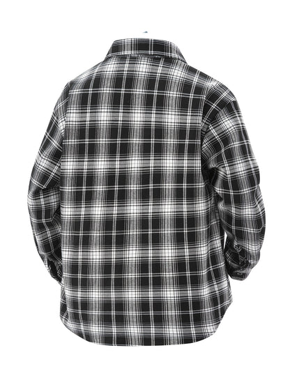 Set di 3 camicie a quadri da uomo - Camicie casual a vestibilità ampia con bottoni, colletto, maniche lunghe e tasche sul petto per abbigliamento primaverile/autunnale da esterno, capispalla versatili e alla moda, abbigliamento primaverile autunnale | Des