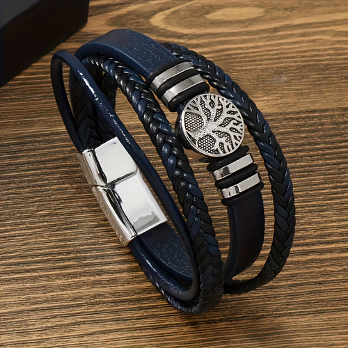 Lorian - Bracciale in Pelle PU Trendy e Minimalista, con Chiusura Magnetica per Uomo
