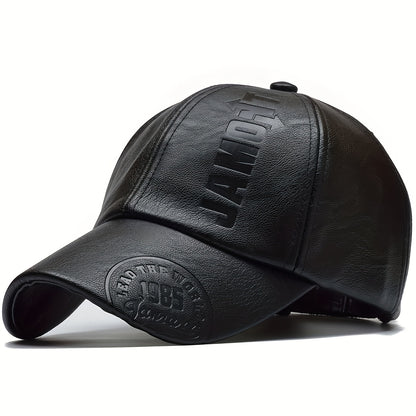 1 pz. Berretto da baseball in pelle PU da uomo regolabile traspirante cappello casual cappello da sole regalo di Natale