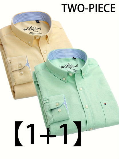 Valerio – Due Camicie Oxford a Manica Lunga Monocolore