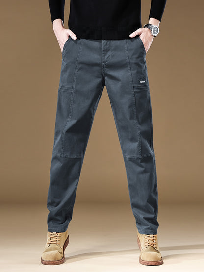 Pantaloni cargo casual da uomo - Vestibilità ampia, vita con coulisse, più tasche, beige, comfort per tutte le stagioni, perfetti per attività all'aperto, pantaloni da esterno | Pantaloni con vestibilità rilassata | Tasche funzionali