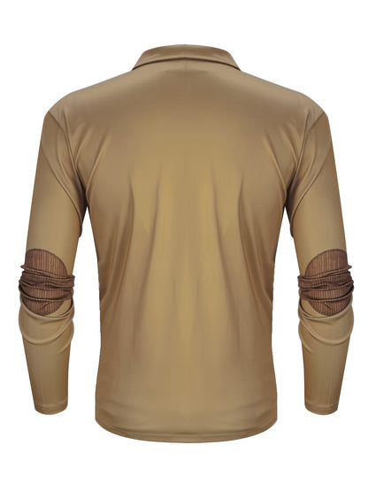 Maglietta polo a maniche lunghe con stampa di vela vintage per uomo, casual in poliestere 100% con maglia, vestibilità regolare con colletto a revers e zip, leggermente elasticizzata, 180 g/m² - Collezione autunnale