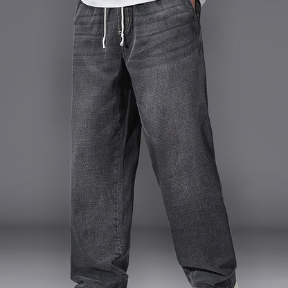 Linea - Jeans azzurri leggeri da uomo, taglia grande, con vita elastica, stile casual, comodi