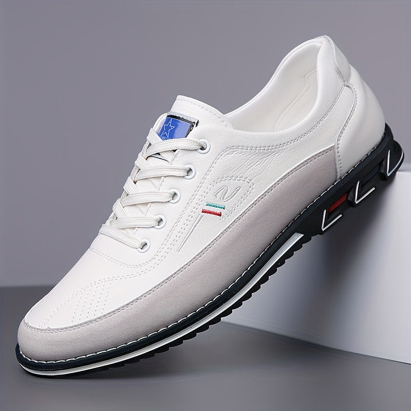 Scarpe da lavoro alla moda con blocco di colore per uomo Plus Size, comode scarpe da abito con lacci in gomma antiscivolo, calzature da uomo