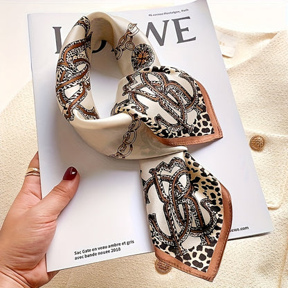 Sciarpa di Seta al 100% di Gelso Quadrata da 53.01 cm - Stile Palazzo Europeo con Stampa Floreale e Dorata, Accessorio di Moda Lusso in Beige e Oro per Donne, Regalo Elegante per Pendolari, Appuntamenti, Feste, Accessorio per Serate Romantiche | Artigiana