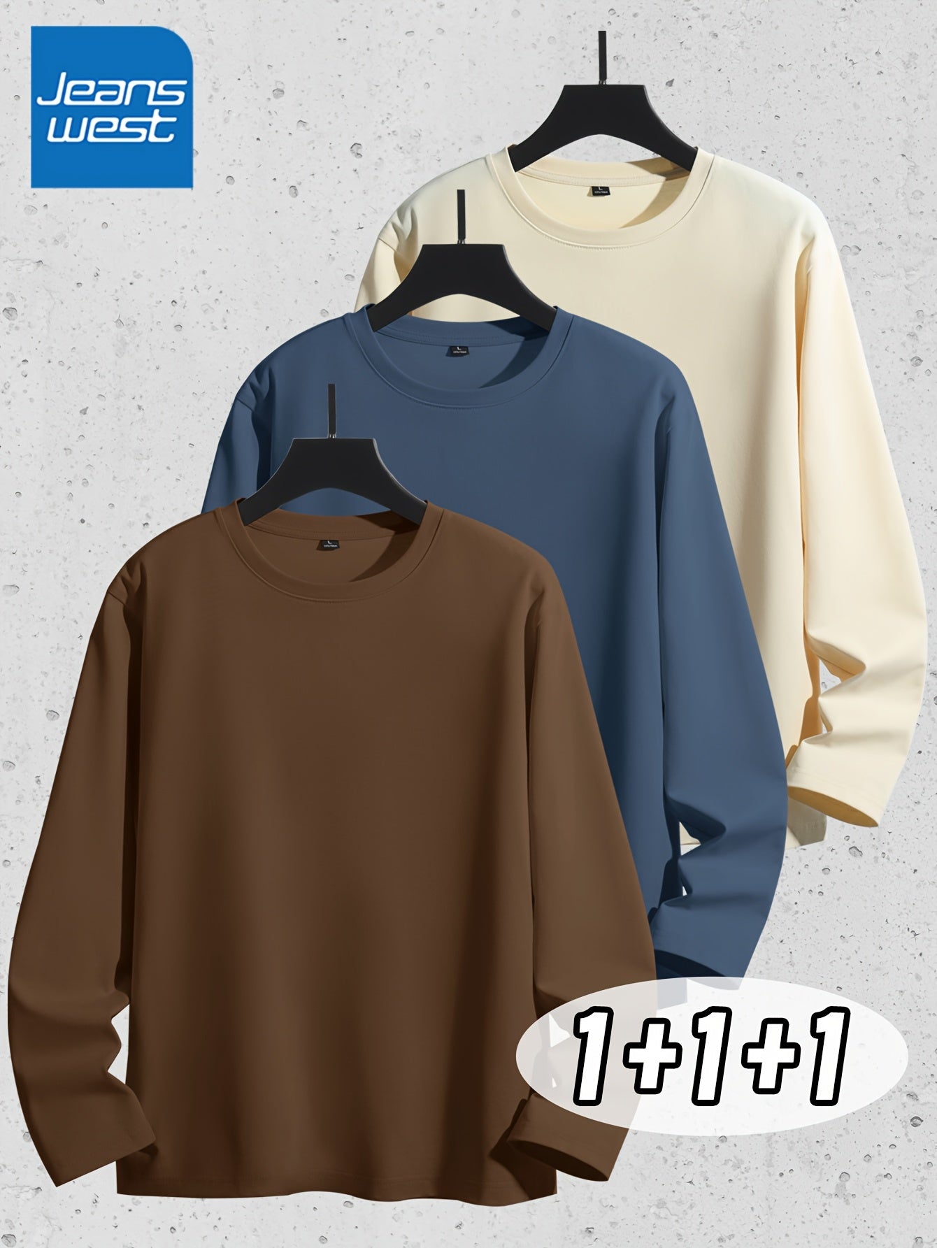 Linea Uomo+ Classic - Jeanswest Maglietta Uomo a Manica Lunga in Puro Cotone