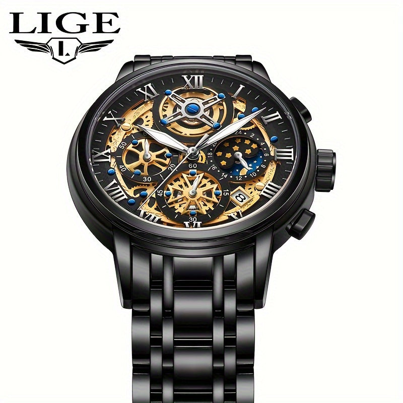 Orologio LIGE Fashion al quarzo, Display luminoso, Calendario 24 ore Orologio business casual, Impermeabile, Orologio business casual per donne e uomini, Scelta ideale per regalo
