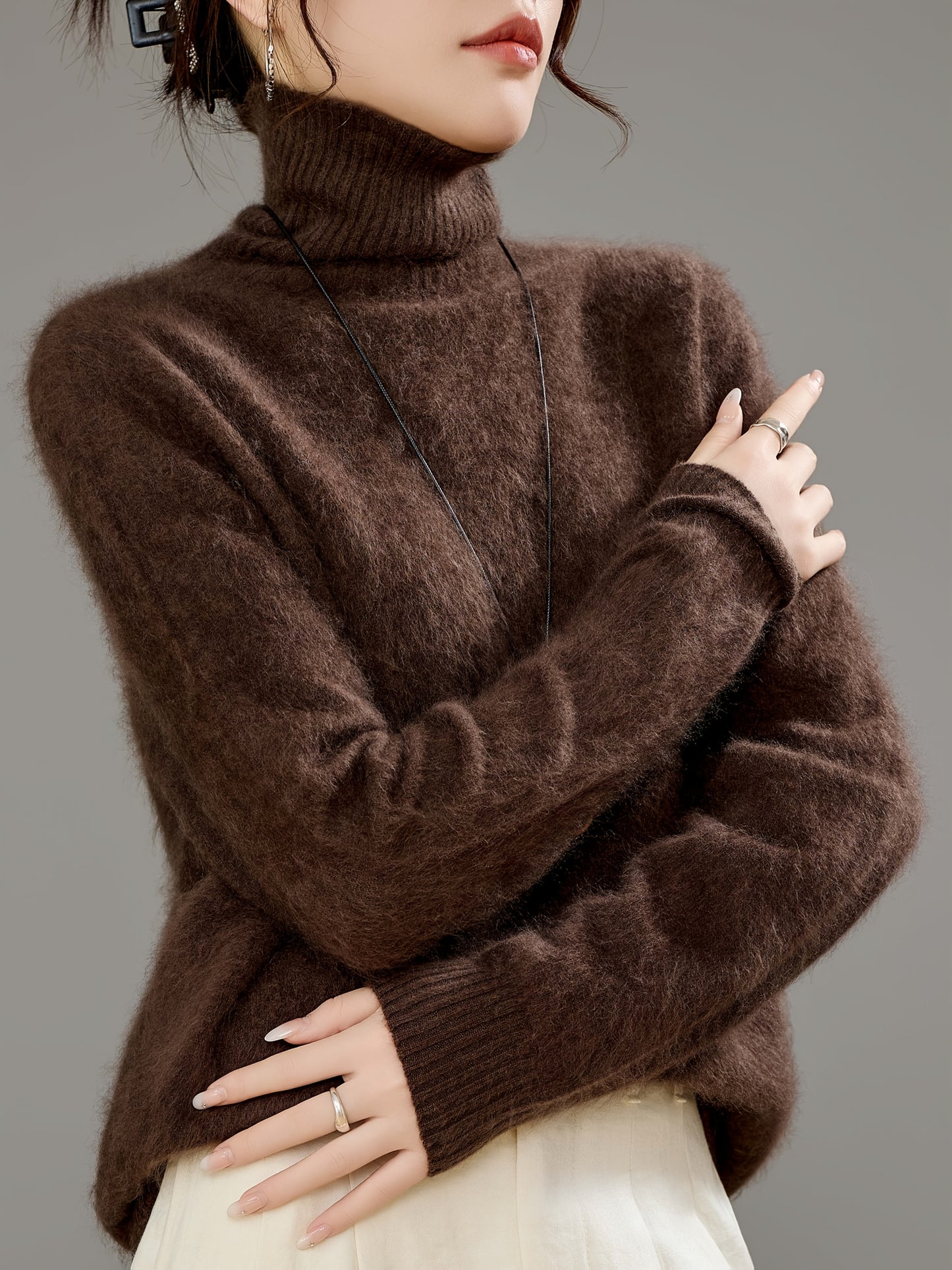 Novità Autunno e Inverno 2025: Nuovo Colletto Alto da Donna, + Lana, Sensazione di Morbida e Soffice, alla Moda, Versatile, Elegante, Spessa. Calda, Ultra-Morbida e Confortevole, Tocco Effetto Nuvola. Indispensabile per un Look Casual