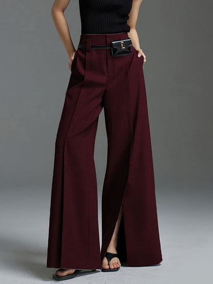 Women'S Elegant Wide-Leg Trousers - Non-Belted Pants with Elastic Waist, All-Season Formal & Everyday Pants for Office, Parties, Casual Outfits - Diqiuivy Professional Women'S Clothing, Party Attire, Smooth Texture, Office Wear, Stylish Bottoms