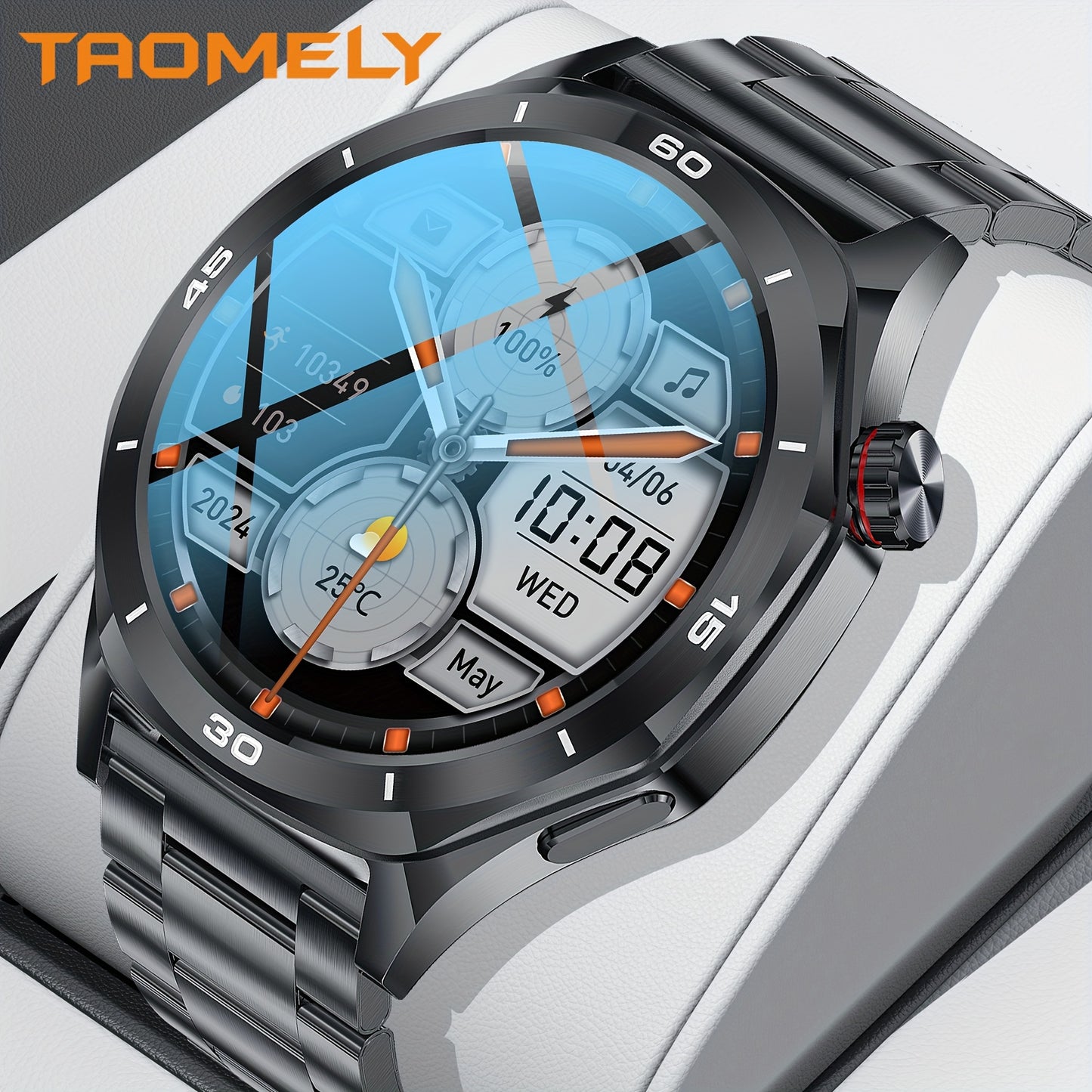 Orologio intelligente impermeabile per uomo - Orologio intelligente rotondo con schermo touch HD da 1.52 pollici - Bracciale intelligente con 123 modalità sportive - Monitoraggio del tracker sportivo - Chiamata e risposta wireless - per iPhone/Android