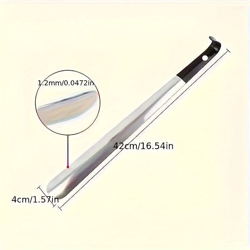 1pz Extra Lungo 41.91 cm Calzascarpe in Acciaio Inox per Anziani - Impugnatura Comfort Antiscivolo, Costruzione in Metallo Durevole, Strumento Facile per Mettere e Togliere le Scarpe per Anziani, Disabili, Persone con Mobilità Ridotta