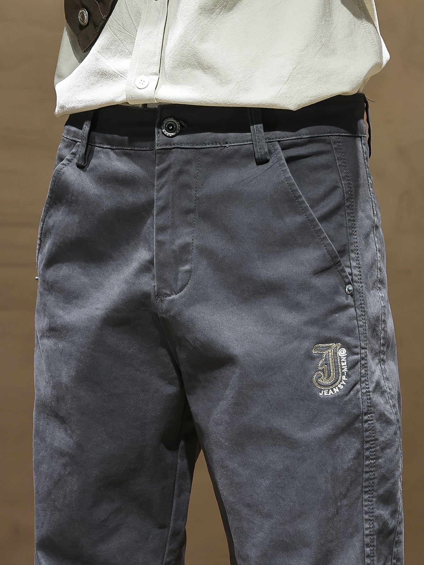Pantaloni casual da uomo - Pantaloni beige/marrone, abbigliamento quotidiano e formale per tutte le stagioni, vestibilità regolare, abbigliamento formale non elasticizzato, abbigliamento per ufficio e casual facile da curare, abbigliamento versatile, desi