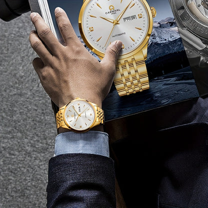 Orologio Meccanico Uomo I&W Carnival, Automatico a Carica Autonoma, Vetro Sintetico Zaffiro, Impermeabile, Regalo per le Vacanze