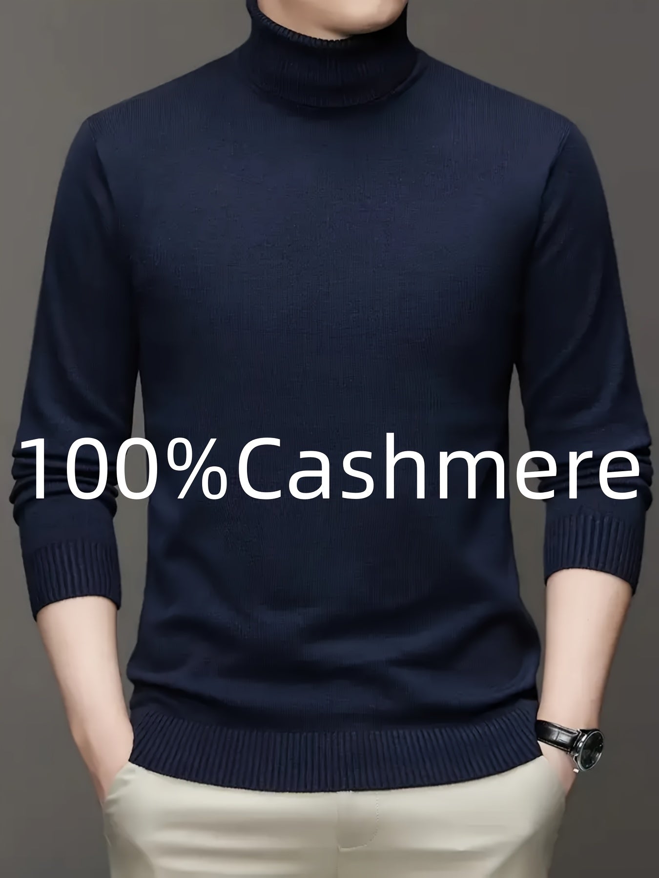 Maglione da Uomo 100% Lana - Morbido e Caldo, Collo Alto Elasticizzato, Lavabile in Lavatrice, Tinta Unita per Look Casual & Business, Maglione a Girocollo Comodo, Tessuto ad Alta Elasticità, Abbigliamento da Ufficio, Design Classico, Costruzione Durevole