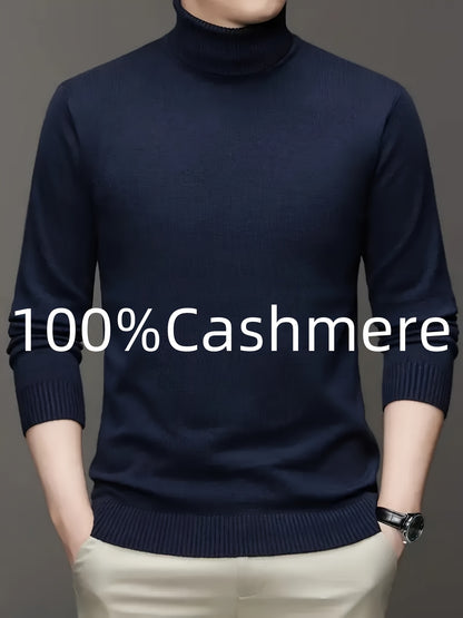 Maglione da Uomo 100% Lana - Morbido e Caldo, Collo Alto Elasticizzato, Lavabile in Lavatrice, Tinta Unita per Look Casual & Business, Maglione a Girocollo Comodo, Tessuto ad Alta Elasticità, Abbigliamento da Ufficio, Design Classico, Costruzione Durevole