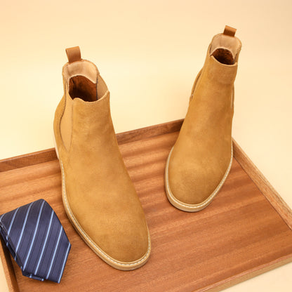 Stivaletti Chelsea da uomo in pelle scamosciata, suola in gomma antiscivolo resistente, scarpe comode e durevoli per uomo