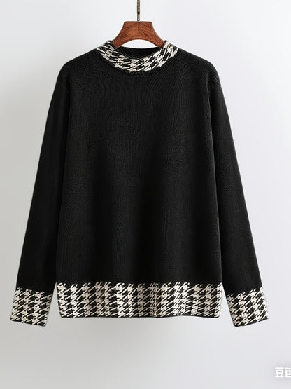 Set Donna Autunno Invernali a Vita Alta con Motivo Pied-de-Poule, Moda Femminile