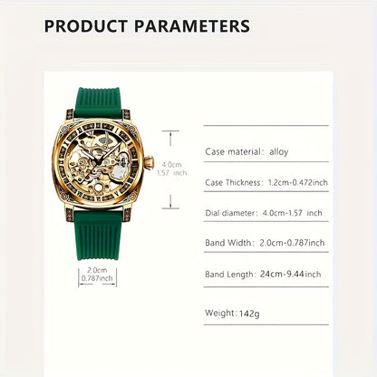 1pc Orologio meccanico a tourbillon intagliato in stile elegante per uomo giovane, senza batteria