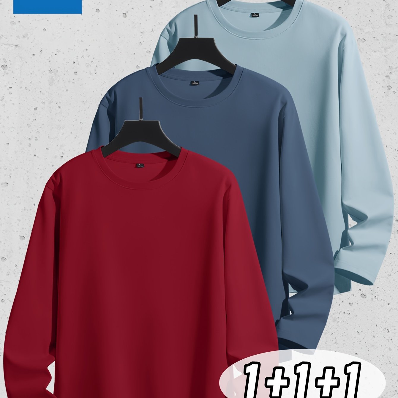 Linea Uomo+ Classic - Jeanswest Maglietta Uomo a Manica Lunga in Puro Cotone