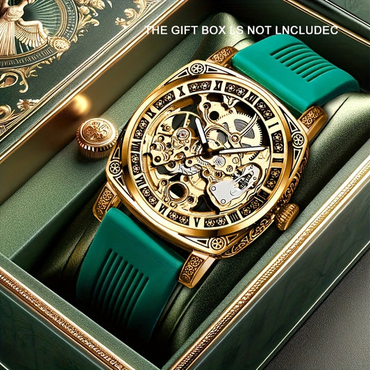 1pc Orologio meccanico a tourbillon intagliato in stile elegante per uomo giovane, senza batteria