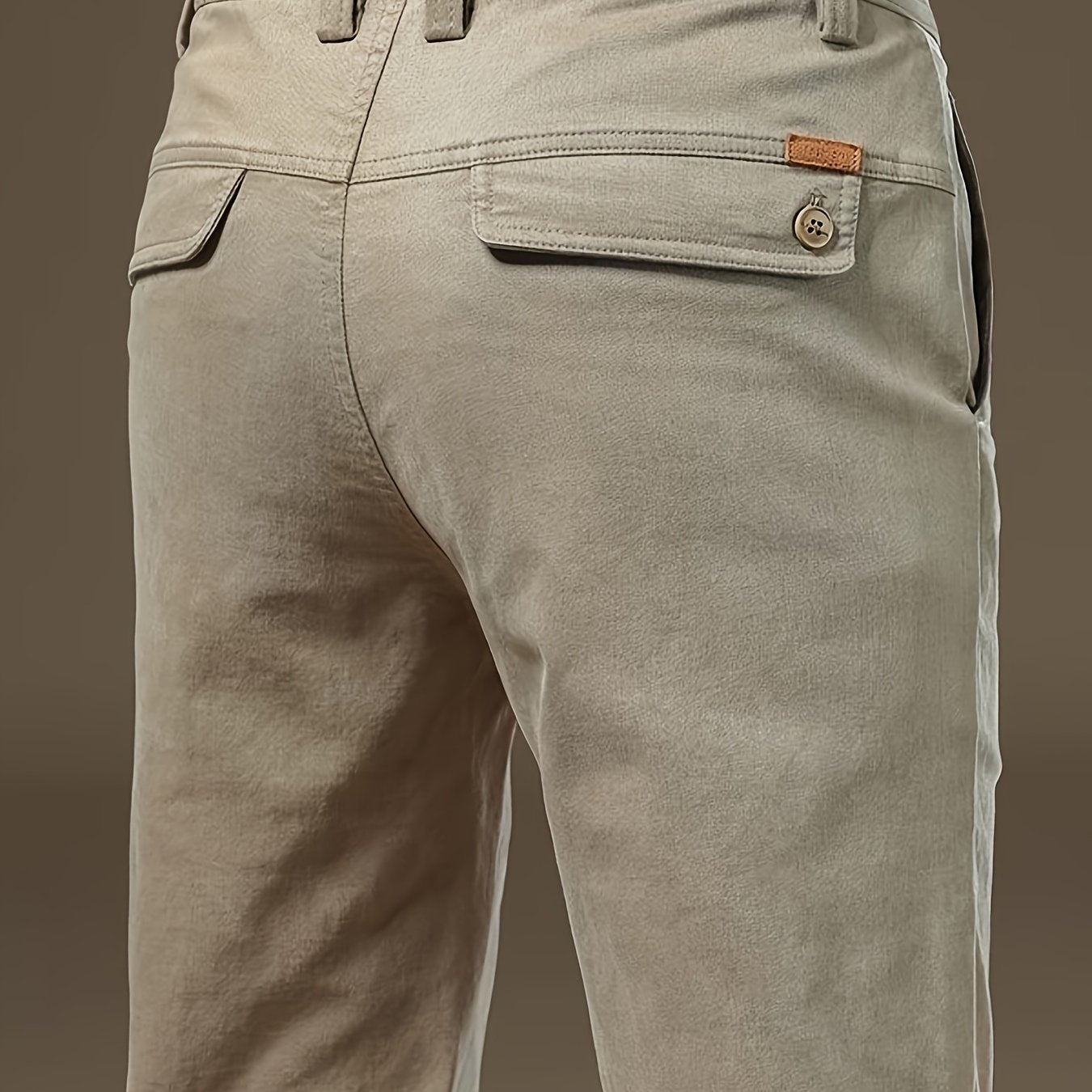 Pantaloni Eleganti da Uomo Bedford in Tessuto Elasticizzato Khaki per Look Business Casual e Viaggi, Primavera/Autunno