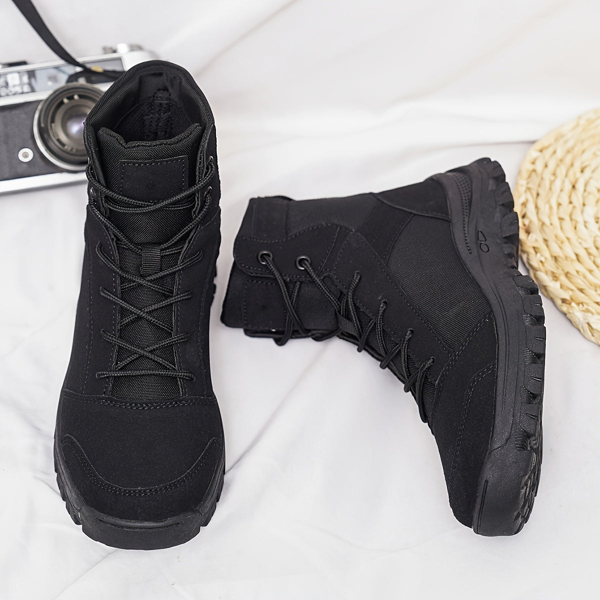 Scarpe da Trekking Donna, Stivali Tattici Antiscivolo Leggeri e Resistenti per Tutte le Stagioni, Stivaletti da Moto Mid-Cut Desert