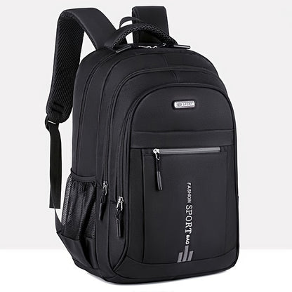 Zaino da Viaggio di Grande Capacità per Uomini - Nylon Resistente, Spallacci Regolabili, Borsa Multiscomparti per Affari e Scuola, Nero, Zaino da Viaggio