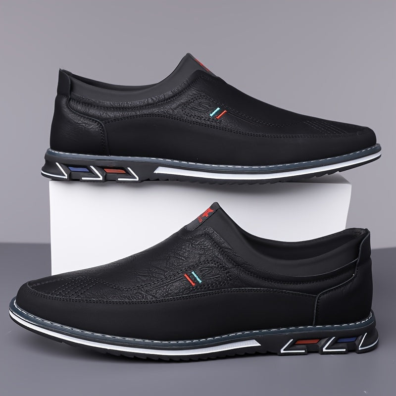 Scarpe da uomo con mocassini a blocchi di colore, comode scarpe da passeggio con suola in gomma antiscivolo e resistenti per le attività all'aperto da uomo