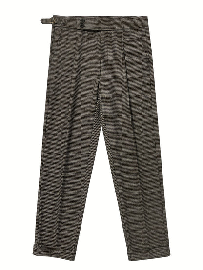 2025 Pantaloni da uomo a vita alta per autunno e inverno - Pantaloni formali da lavoro con chiusura a bottone, eleganti per ufficio e occasioni formali, tessuto non elasticizzato per un aderimento strutturato - Eventi formali, matrimoni, riunioni - Pantal