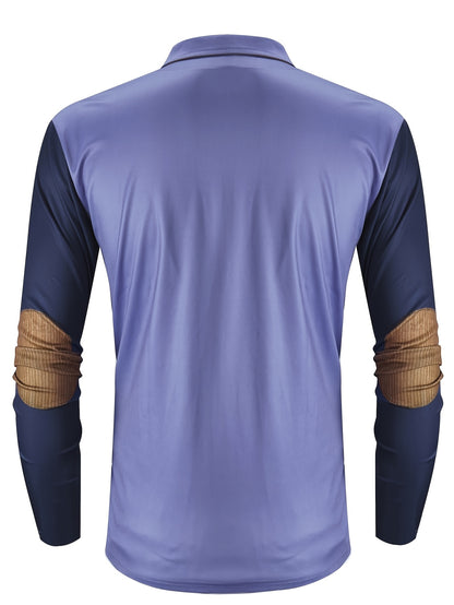 Maglietta polo a maniche lunghe con stampa di vela vintage per uomo, casual in poliestere 100% con maglia, vestibilità regolare con colletto a revers e zip, leggermente elasticizzata, 180 g/m² - Collezione autunnale