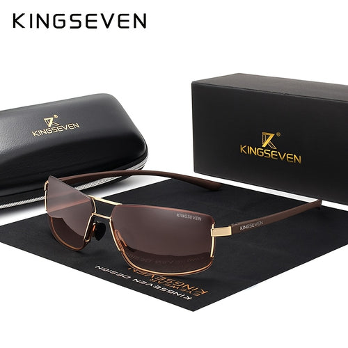Occhiali da sole polarizzati KINGSEVEN, montatura quadrata da uomo, occhiali da donna classici, acciaio inossidabile, lenti in pz, con custodia, per Natale, San, Giorno del Ringraziamento