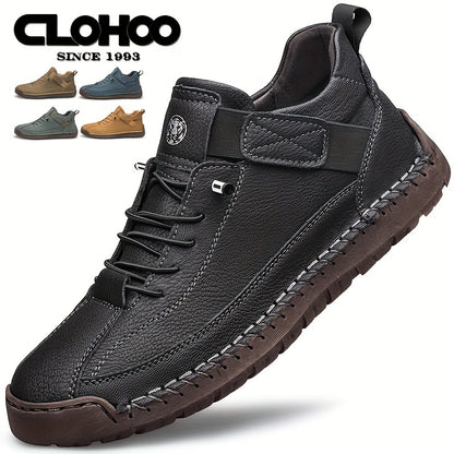 Scarpe da uomo casual con suola morbida e confortevole, realizzate a mano con cuciture a mano e fondo in gomma, marchio CLOHOO