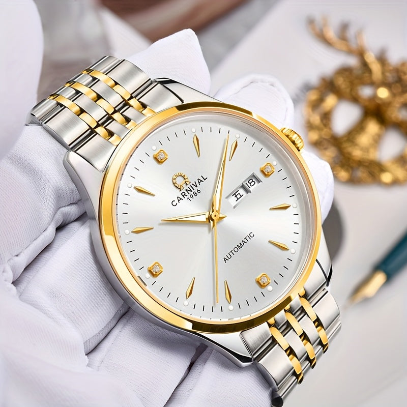 Orologio Meccanico Uomo I&W Carnival, Automatico a Carica Autonoma, Vetro Sintetico Zaffiro, Impermeabile, Regalo per le Vacanze