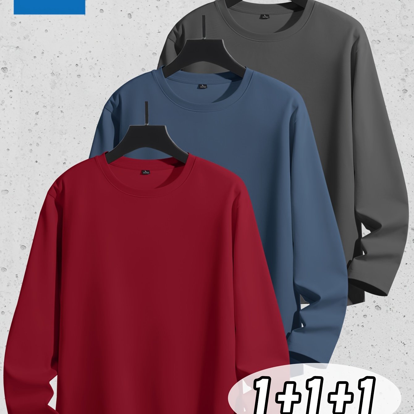 Linea Uomo+ Classic - Jeanswest Maglietta Uomo a Manica Lunga in Puro Cotone