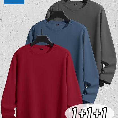 Linea Uomo+ Classic - Jeanswest Maglietta Uomo a Manica Lunga in Puro Cotone