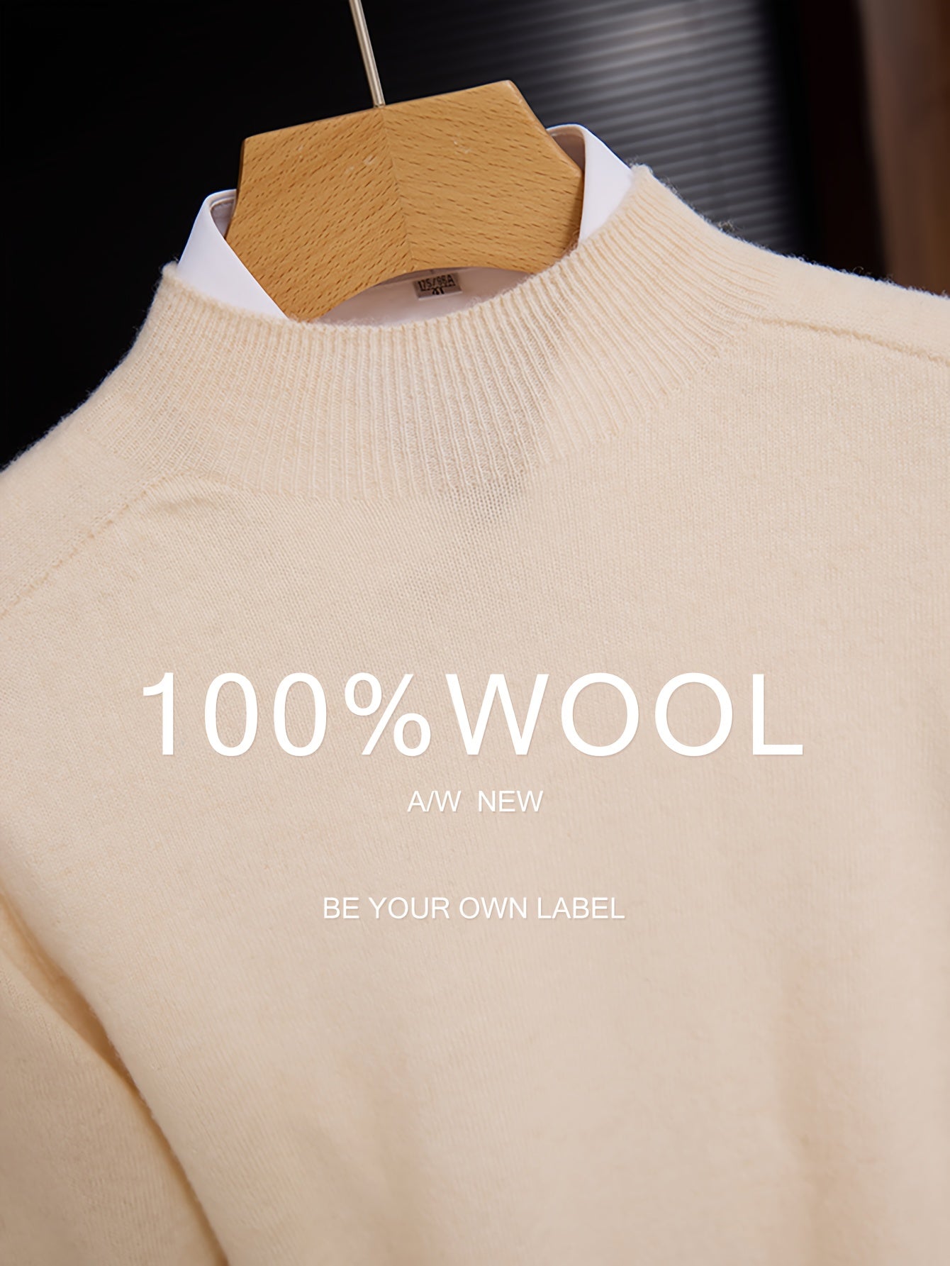 Maglione 100% Yarn da uomo - Morbido, traspirante, leggero, con scollo a giro, maniche e orlo ribassati, stile casual business casual per l'autunno/inverno, beige, perfetto per strati o outfit standalone, maglione a maniche corte, maglia