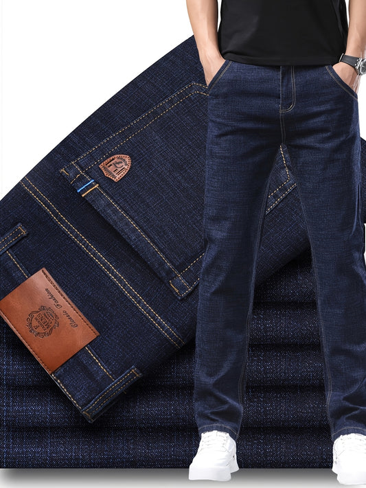 Pantaloni in Faux Denim Elasticizzati per Uomo - Pantaloni Slim Fit in Faux Denim, Blu Classico Ufficio e Formale per Tutti i Giorni e Occasioni Speciali, Comfort Fit Faux Denim per Tutte le Stagioni per Abbigliamento Professionale e Casual, Abbigliamento