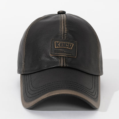 1pz/4pcs Cappello da Baseball in Pelle PU Lavata Vintage per Uomini e Donne - Regolabile, Alta Qualità per Golf ed Equitazione, Regalo per Festa del Papà/Madre, Cappellino Casual con Design a Sei Panel, Copricapo Resistente