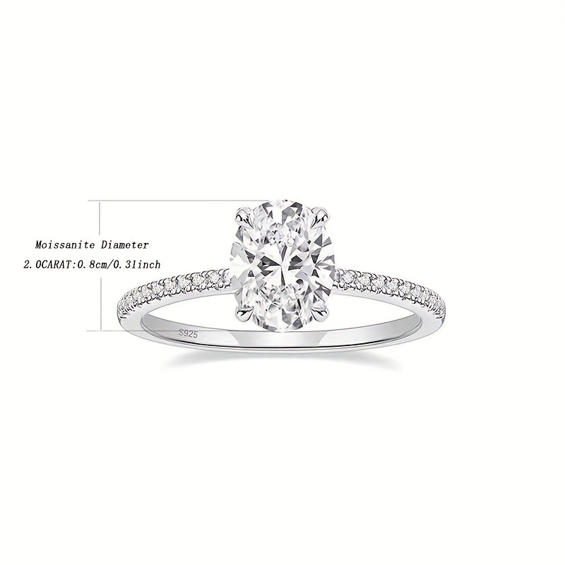 925 Sterling Argento 2 Carati Anello Moissanite, Design Alla Moda, Lusso Di Alta Qualità E Semplice, Adatto Per Indossare Ogni Giorno, Proposta, Impegno E Matrimonio, Regali Per San Valentino, Natale E Capodanno, Con Scatola Regalo Di Circa 5g