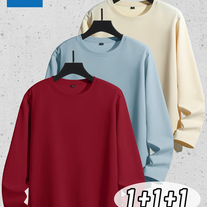 Linea Uomo+ Classic - Jeanswest Maglietta Uomo a Manica Lunga in Puro Cotone