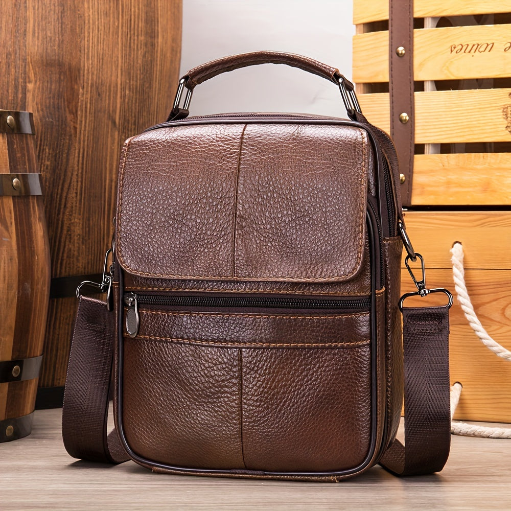 Linea Classic - Borsa messaggera in pelle autentica WESTAL, nera, casual, multi-comparto, cinturino regolabile