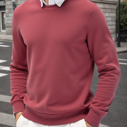 Maglione a maglia stretch slim fit per uomo - Pullover caldo slim fit per autunno e inverno, maglieria casual a collo tondo con coste, colore solido, 440 g/m², perfetto per il Ringraziamento