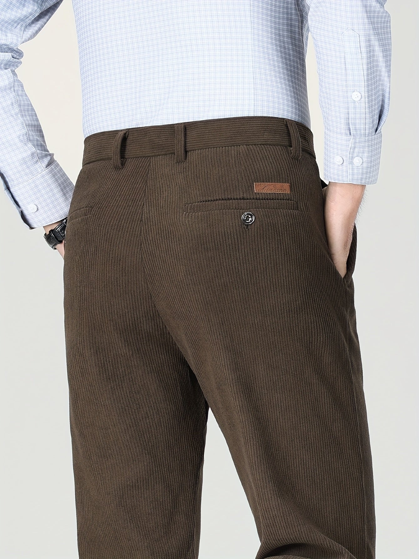 Pantaloni Eleganti da Uomo in Velluto a Coste - 5 Colori Disponibili, Pantaloni a Gamba Dritta Business Casual & Semi-Formali, Tessuto Antivizzo per Ufficio, Matrimonio, Riunioni - Primavera/Autunno (Lavaggio a Mano/Lavaggio a Secco) - Vestibilità Matura,