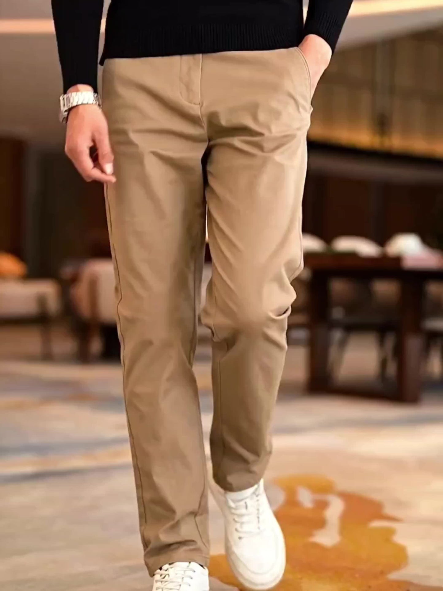 Pantaloni Uomo Autunno 2024, Business Casual di Alta Qualità in Cotone a Gamba Dritta Elasticizzata per Lavoro e Tempo Libero. Stile Moderna, Vestibilità Sartoriale Tessuto Traspirante. Ideali Per Impiegati E Abbigliamento Metropolitano
