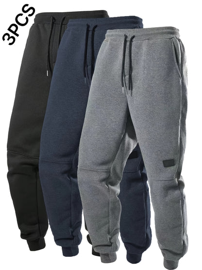 3pezzo Pantaloni da Jogging da Uomo con Elastico in Vita e Coulisse - Pantaloni da Jogging Casuali a Tinta Unita, Vestibilità Regolare, Lunghezza alla Caviglia, Comodi per Autunno/Inverno, Pantaloni da Jogging, Pantaloni da Jogging, Pantaloni da Jogging p