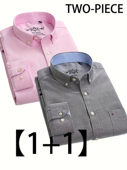 Valerio – Due Camicie Oxford a Manica Lunga Monocolore